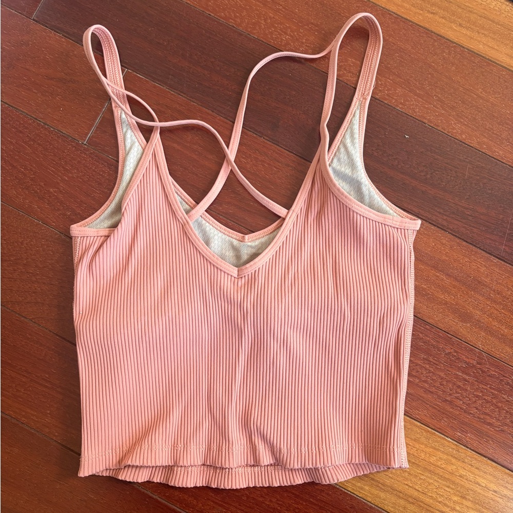 Vuori Ribbed Double-Strap V-Neck Tank Top - Dusty Rose - Picture 2 of 3